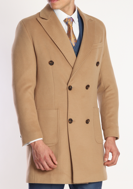 ICONY Scarface III - Camel Double Breasted Overcoats by ECCA CHIC, London