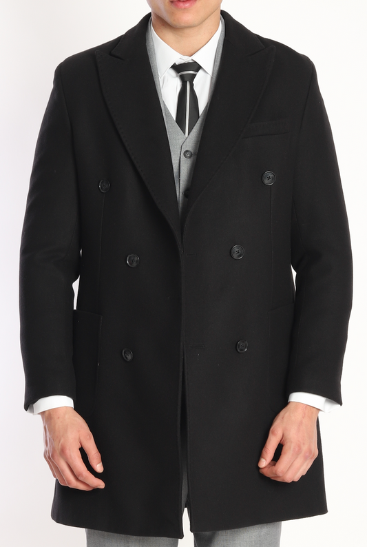 ICONY Scarface I  - Black Double Breasted Overcoats by ECCA CHIC, London