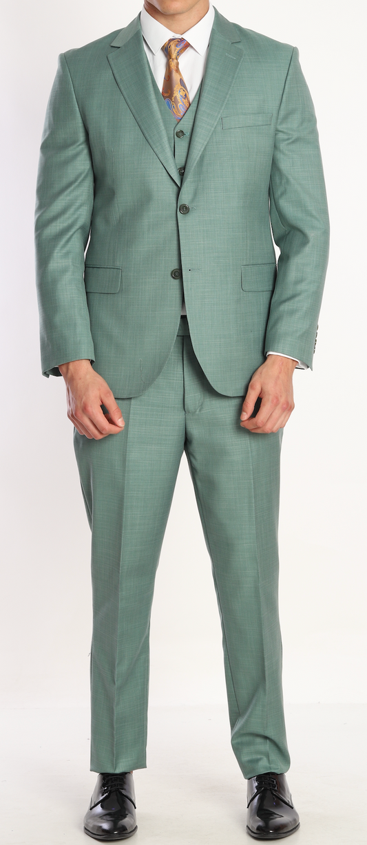 Men's Superb Green Texture Three-Piece Suit