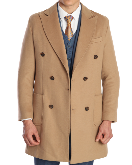 ICONY Scarface III - Camel Double Breasted Overcoats by ECCA CHIC, London