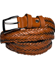 Tan Genuine Leather Handmade Woven Belt