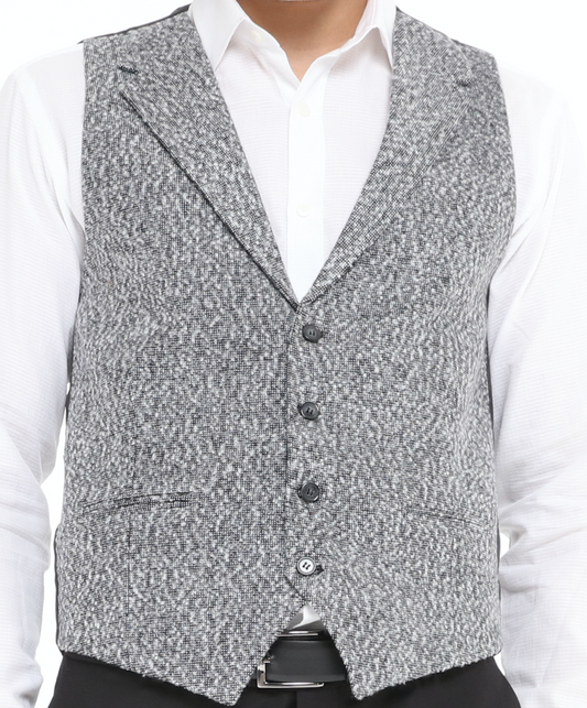 ICONIC GREY TWEED - Grey Single Breasted Waistcoat