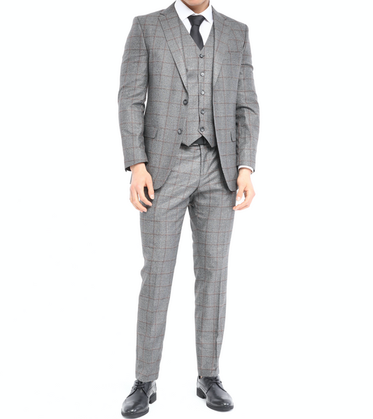 ICONYN BRAVEN -  Brown Check Three Piece Suit