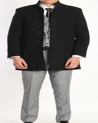 Men's Black Long Design Overcoats