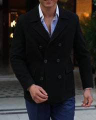 ICONY Bossy I  - Black Double-Breasted Overcoat