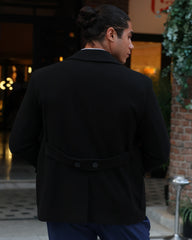 ICONY Bossy I  - Black Double-Breasted Overcoat