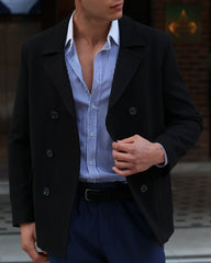 ICONY Bossy I  - Black Double-Breasted Overcoat