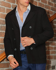 ICONY Bossy I  - Black Double-Breasted Overcoat