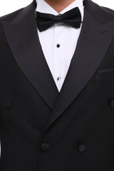 Black Double-Breasted Tuxedo Suit & Shirt Bundle Offer – Essential Sophistication Groom Set Made Simple