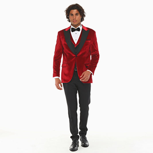 CROWN ROYAL BURGUNDY - Red Velvet Four Piece Dinner & Wedding Suit