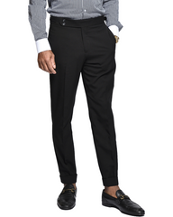 Men’s Elegant Black Trousers | Master Tailored Fit with Side Adjusters