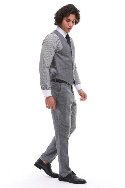ICONIC GEORGE - Grey Plaid Waistcoat
