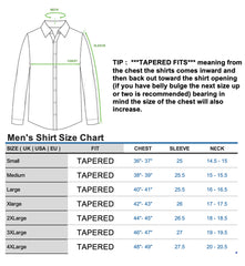 Black Stripe with White Collar Shirt Size Chart by ECCA LONDON DESIGN