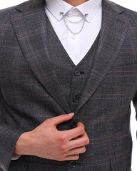 PFLEGEJACKE - Grauer und blauer Karo-Blazer
