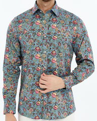 Floral patterned shirt for Men on a lilac background