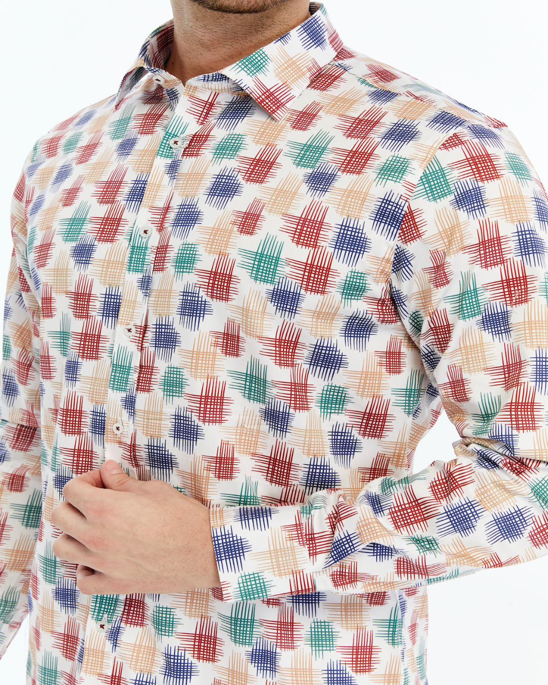 Printed Shirts for men Multicoloured checkered on a white background