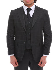 PFLEGEJACKE - Grauer und blauer Karo-Blazer