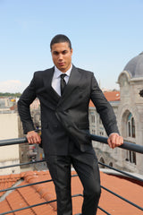 Grey Double-Breasted Suit for Men