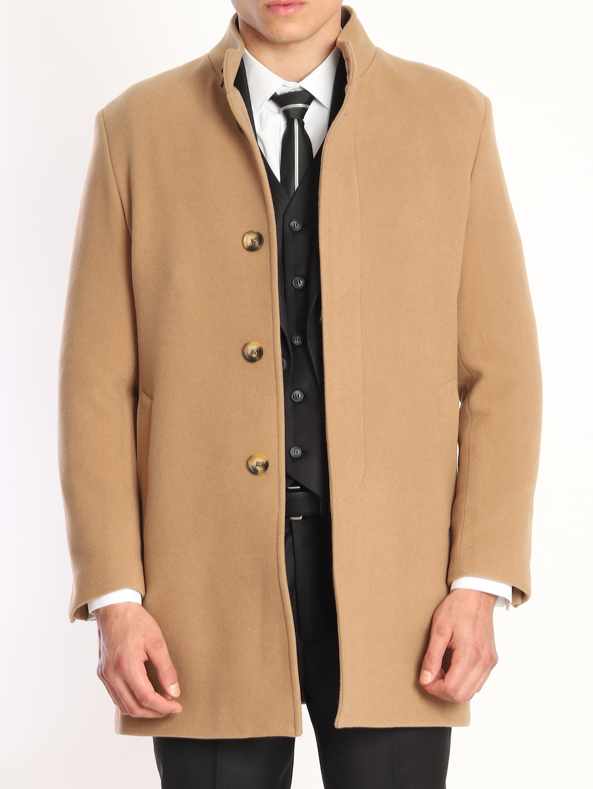 Men's Tan Long Designer Overcoats