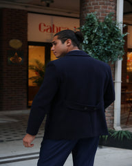 ICONY Bossy II  - Navy Double-Breasted Overcoat
