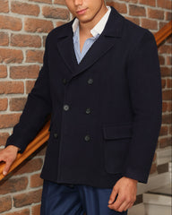 ICONY Bossy II  - Navy Double-Breasted Overcoat
