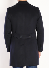 ICONY OVERCOAT - Navy Pure Wool by ECCA CHIC, London
