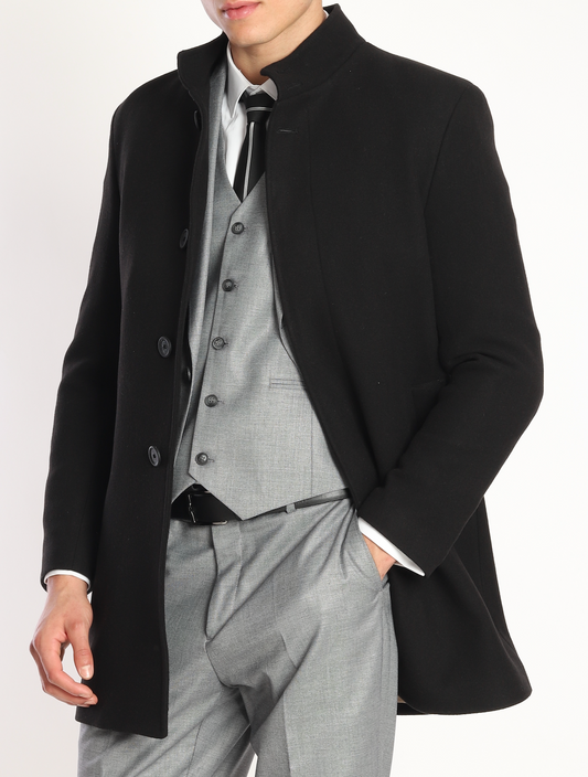 BARRON OVERCOAT - Black Pure Wool by BARRON, Italy