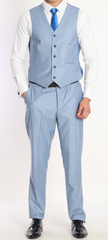 ICONY FLUX - Light Blue Plain Three Piece Suit