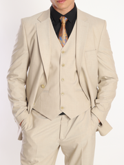ICONY FAWN - Beige Plain Three Piece Suit