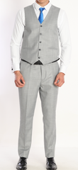 ICONY ASHEN - Grey Plain Three Piece Suit