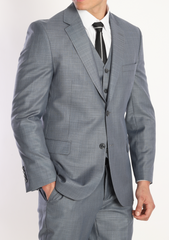 ICONY ASHES I - Bluish Grey Texture Plain Three Piece Suit