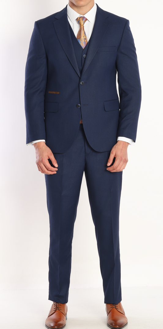 BARRON ARISTOCRAT II - Navy Plain Three Piece Suit