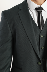 BARRON GREENERA - Green Plain Three Piece Suit