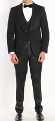 MARDINI SAGA - Black Bracode Jacquard Four Piece Dinner & Wedding Suit