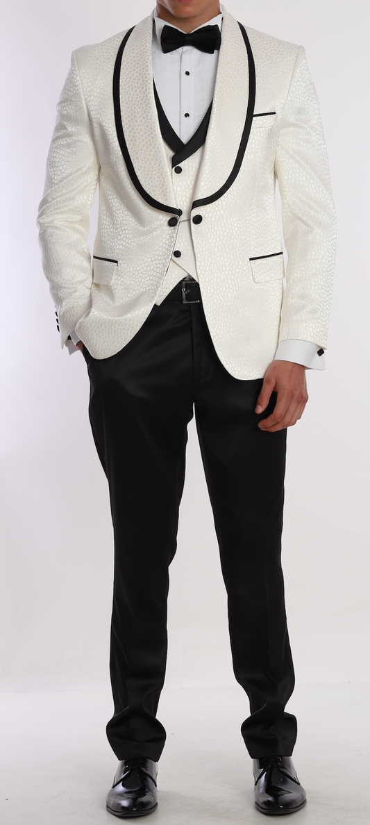 MARDINI MYTH - White Jacquard Four Piece Dinner & Wedding Suit