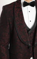 MARDINI CLARET - Burgundy Jacquard Four Piece Dinner & Wedding Suit