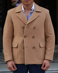 ICONY Bossy III  - Camel Double-Breasted Overcoat