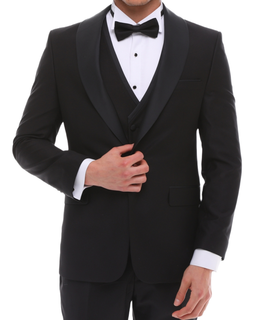 ANTIQUE BLACK SHAWL - Black Satin Four Piece Tuxedo – ecanyon