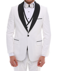 ANTIQUE HOAR SHAWL - White Satin Four Piece Tuxedo