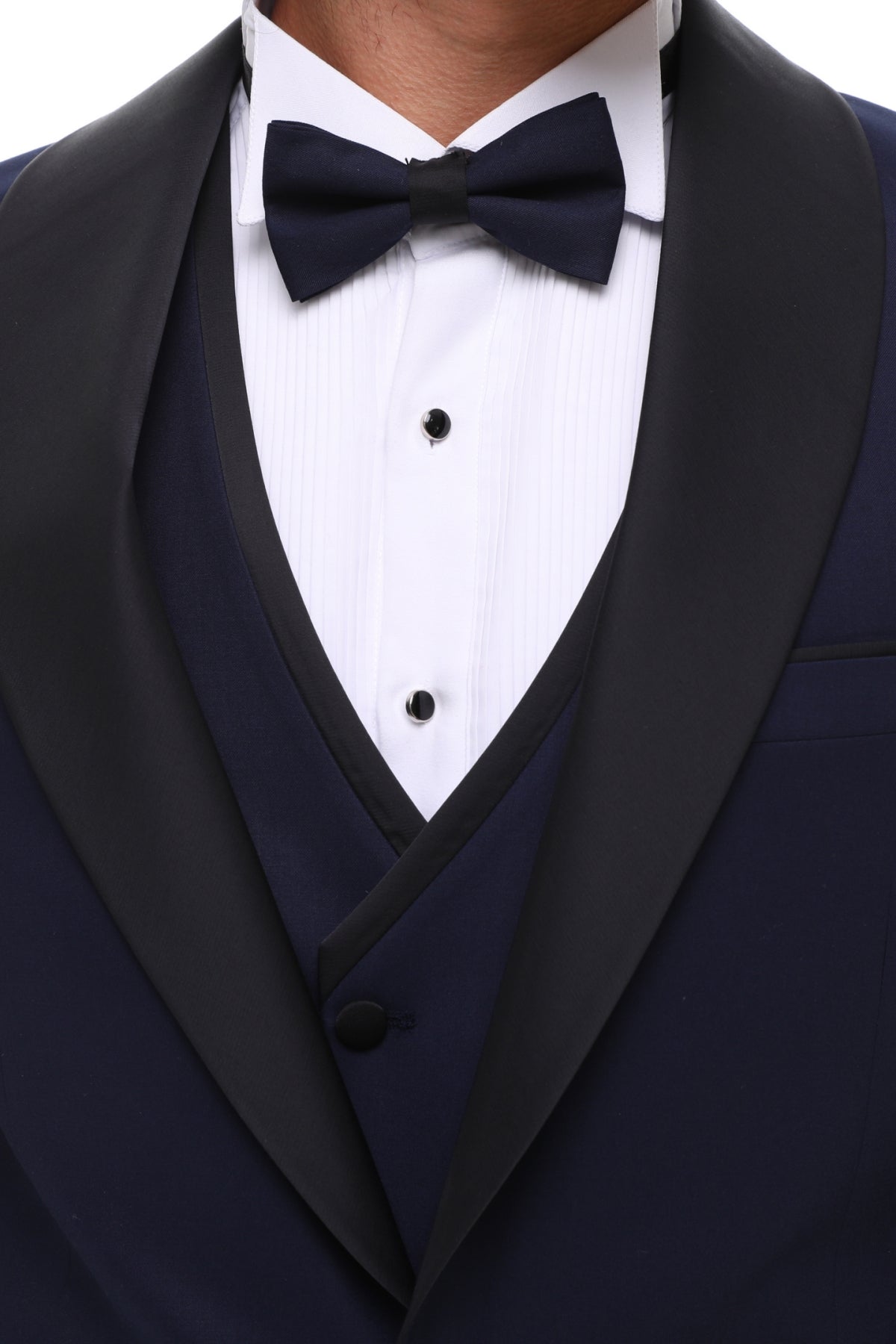 Tuxedo Navy suit for men with satin details and a shawl lapel