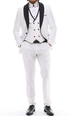 ANTIQUE HOAR SHAWL - White Satin Four Piece Tuxedo