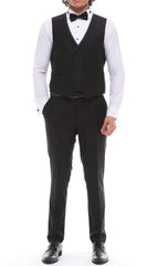 ANTIQUE BLACK SHAWL - Black Satin Four Piece Tuxedo