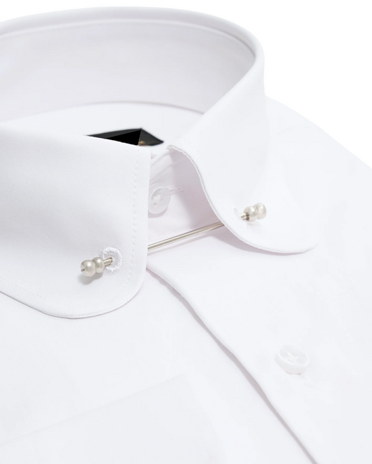 BABYFACE COLLAR PINNED - White Pinned Collar Shirt