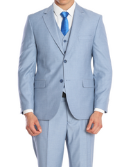 ICONY FLUX - Light Blue Plain Three Piece Suit