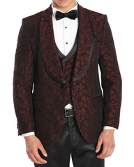 MARDINI CLARET - Burgundy Jacquard Four Piece Dinner & Wedding Suit