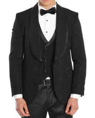MARDINI SAGOPA I - Black Jacquard Four Piece Dinner & Wedding Suit