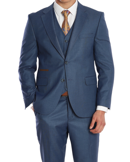 BARRON ARISTOCRAT I - Blue Plain Three Piece Suit