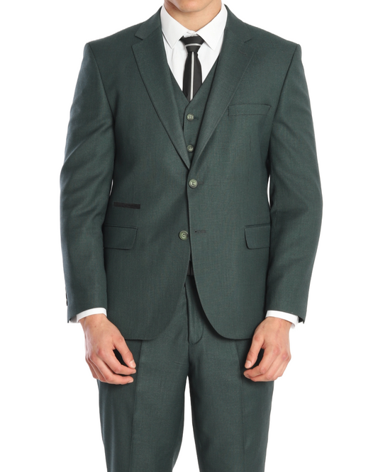 BARRON GREENERA - Green Plain Three Piece Suit