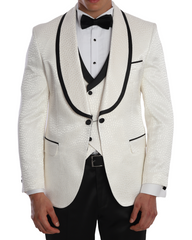 MARDINI MYTH - White Jacquard Four Piece Dinner & Wedding Suit