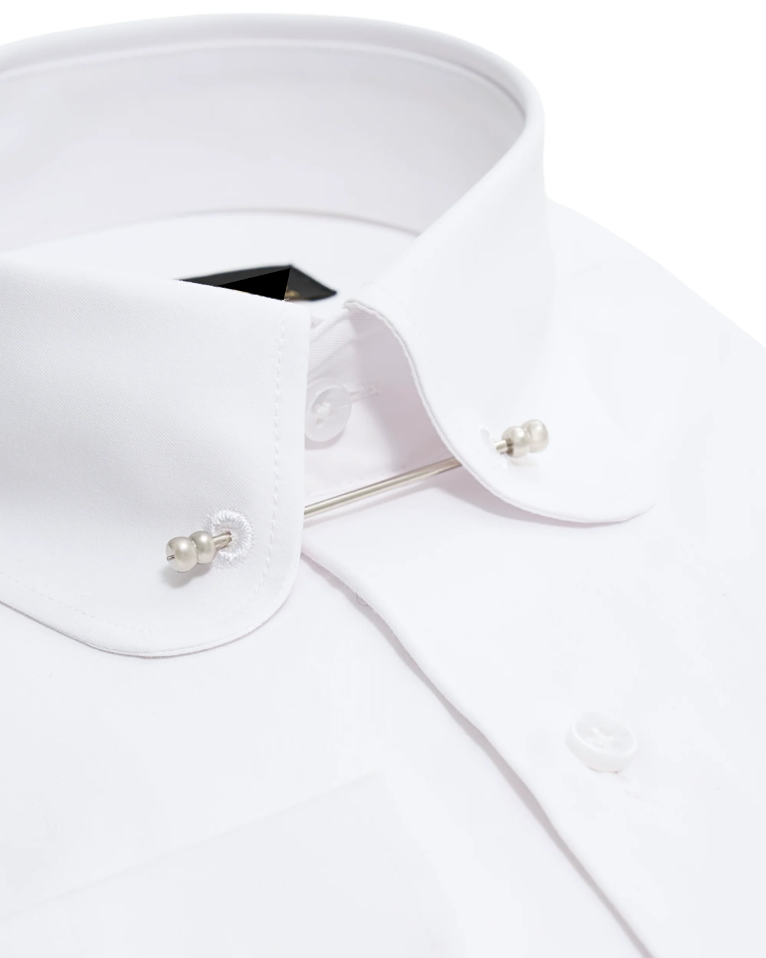White Pinned Collar Shirt